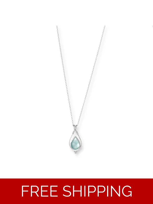 18" Open Pear and Aqua Roman Glass Necklace